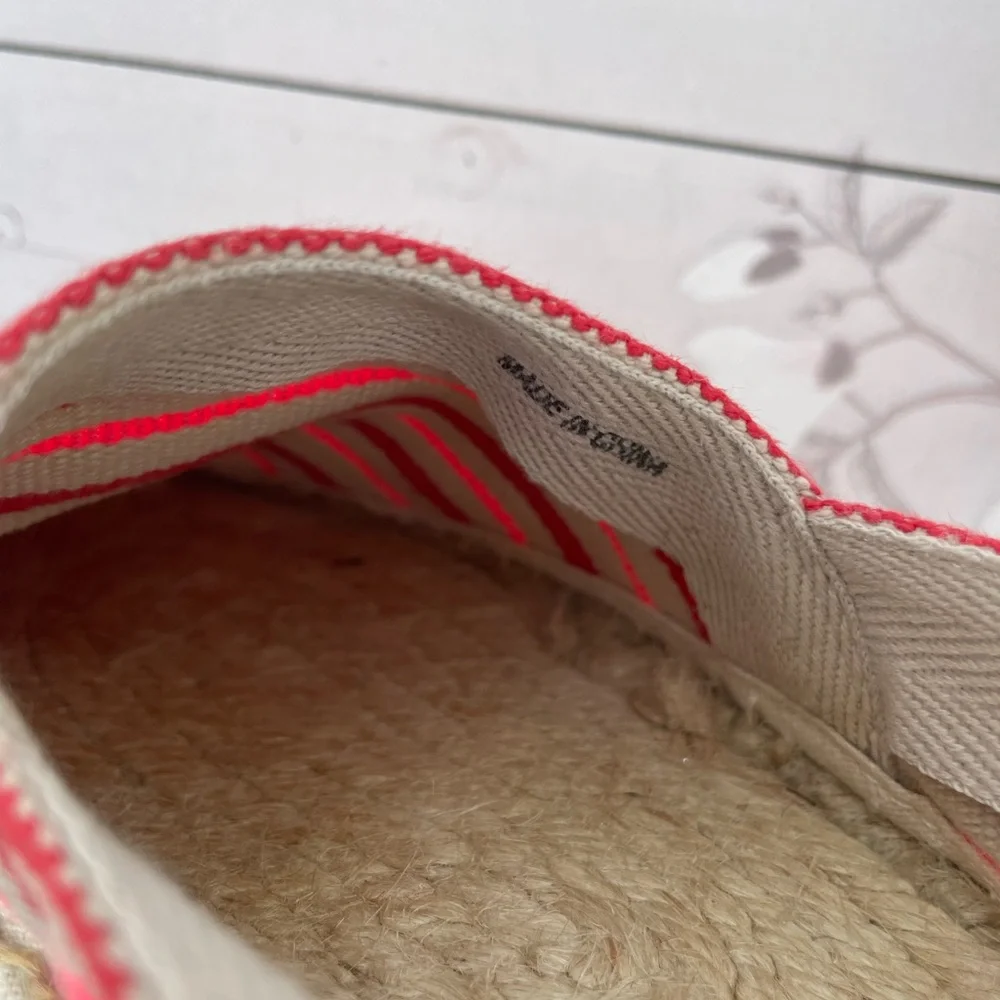 Tory Burch Striped Canvas Espadrille in Pink and Red